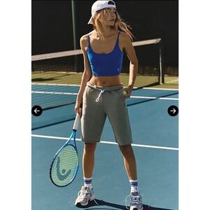 Free People Movement Women For The Win Long Shorts Sage Stone SMALL Fleece NWOT